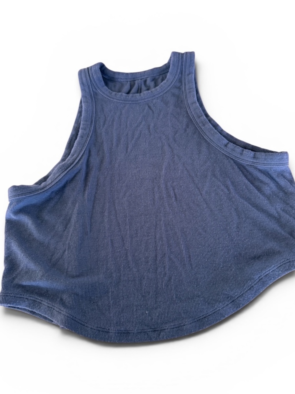 Lululemon Blue Ribbed High Neck Tank Top Sleeveless Yoga Workout Size S